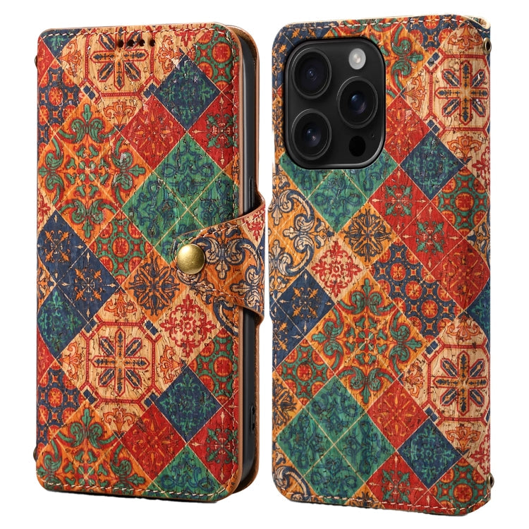 Denior Flower Language Series Cork Fabric Oil Edge Leather Phone Case, Series 3