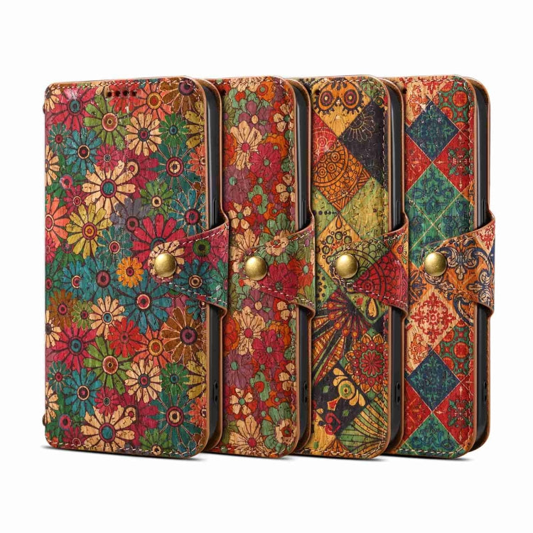 Denior Flower Language Series Cork Fabric Oil Edge Leather Phone Case, Series 1