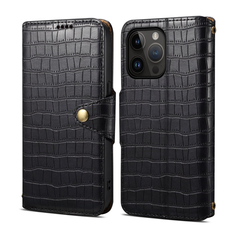 Denior Crocodile Texture Oil Edge Leather Phone Case, Series 2