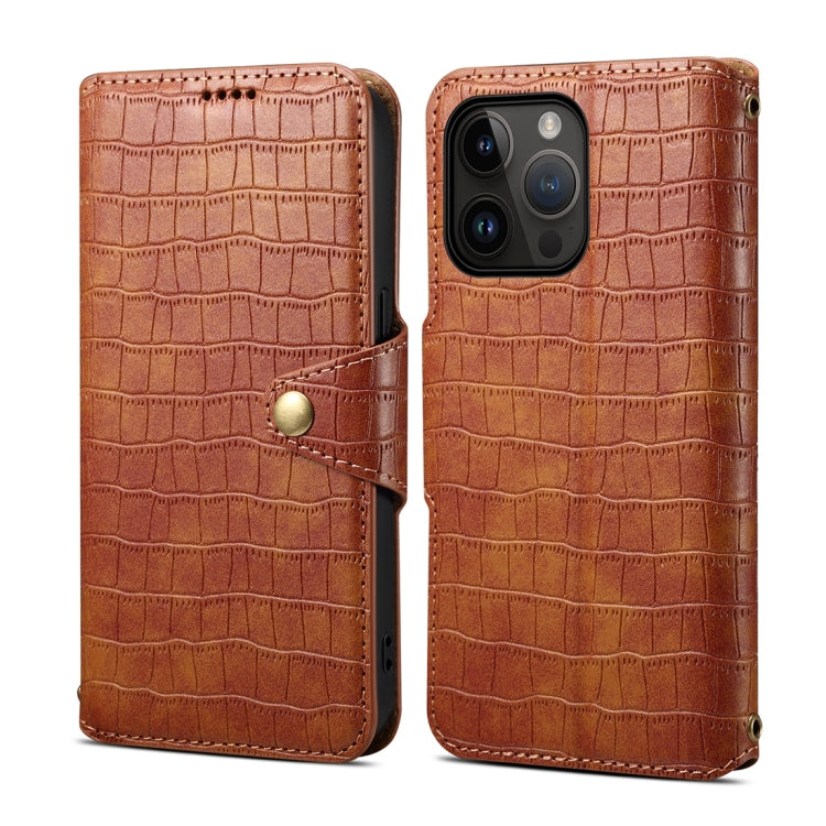 Denior Crocodile Texture Oil Edge Leather Phone Case, Series 2