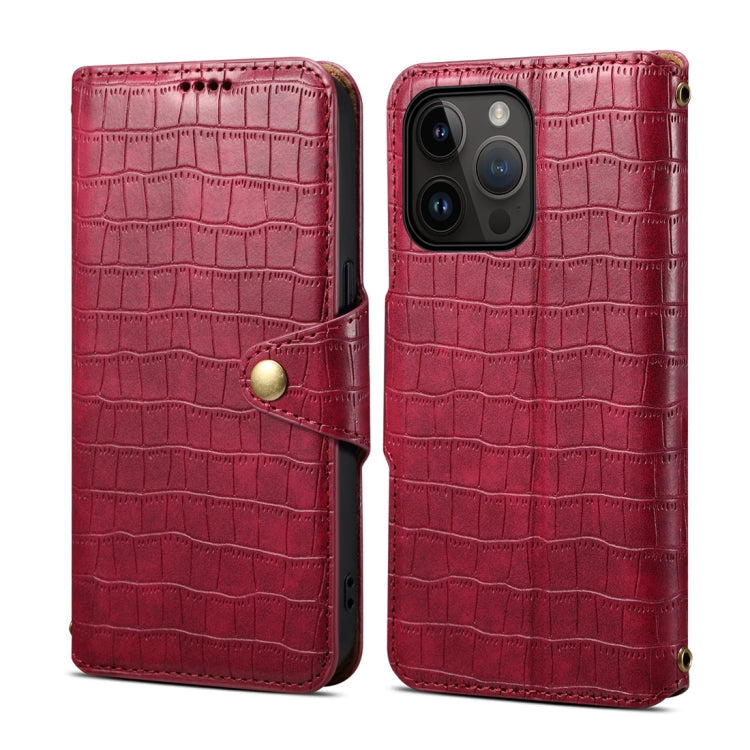 Denior Crocodile Texture Oil Edge Leather Phone Case, Series 2