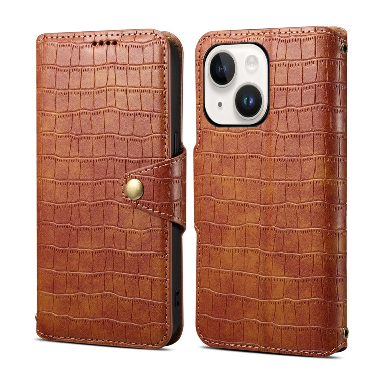 Denior Crocodile Texture Oil Edge Leather Phone Case, Series 1