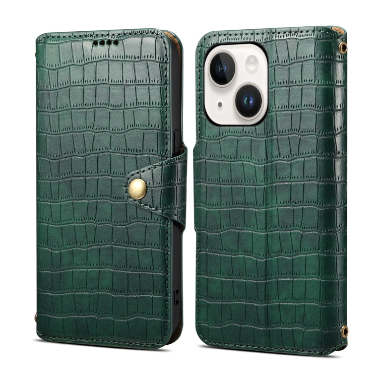 Denior Crocodile Texture Oil Edge Leather Phone Case, Series 1