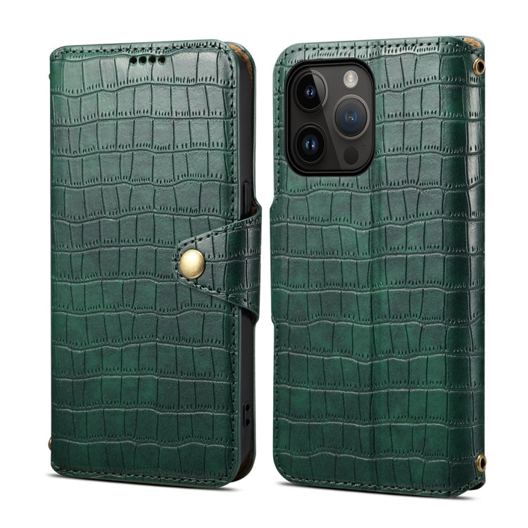 Denior Crocodile Texture Oil Edge Leather Phone Case, Series 2