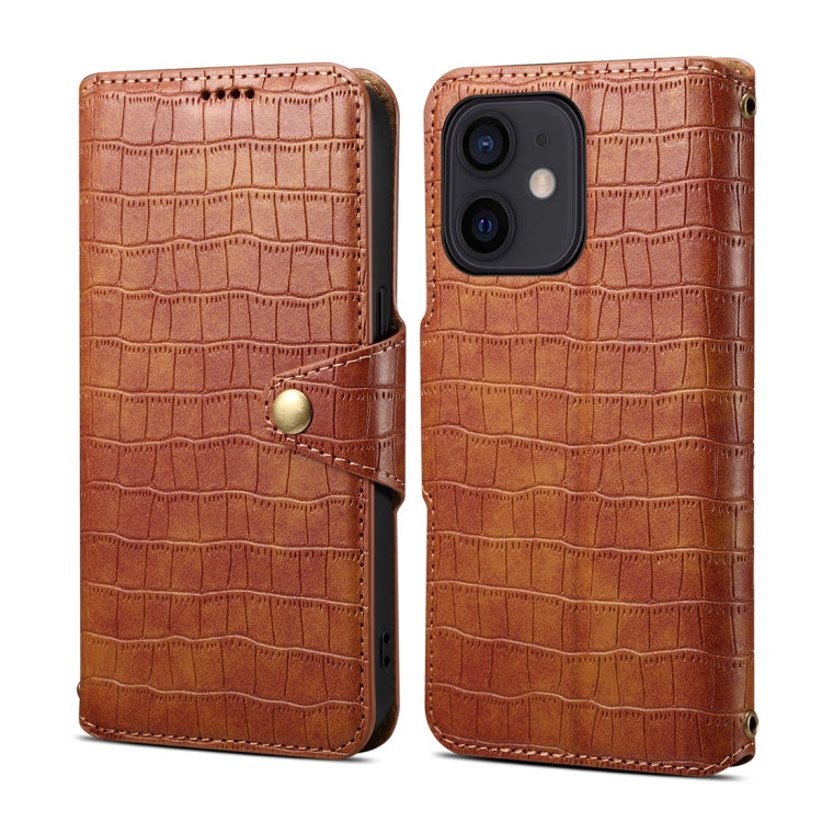 Denior Crocodile Texture Oil Edge Leather Phone Case, Series 1