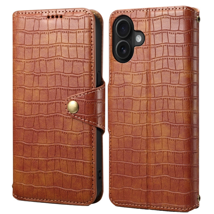 Denior Crocodile Texture Oil Edge Leather Phone Case, Series 1