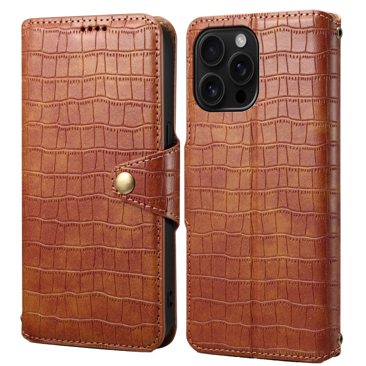 Denior Crocodile Texture Oil Edge Leather Phone Case, Series 3