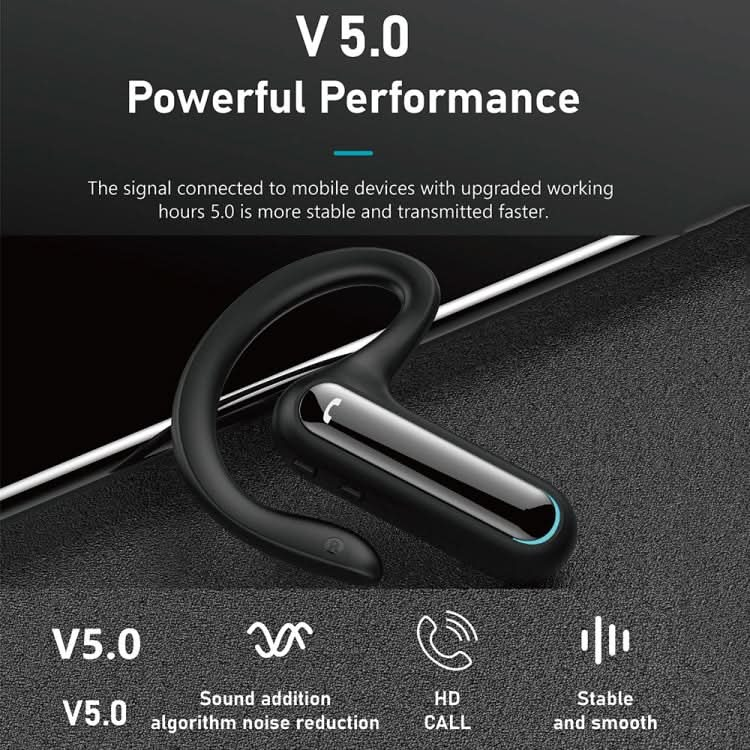 Hileo Hi8 Wireless Single Ear Hook Handsfree Call Noise Reduction In-ear Earphone