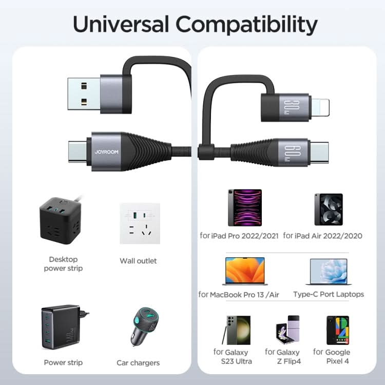 JOYROOM SA37-2T2 60W Multi-Function Series 4 in 1 Fast Charging Data Cable