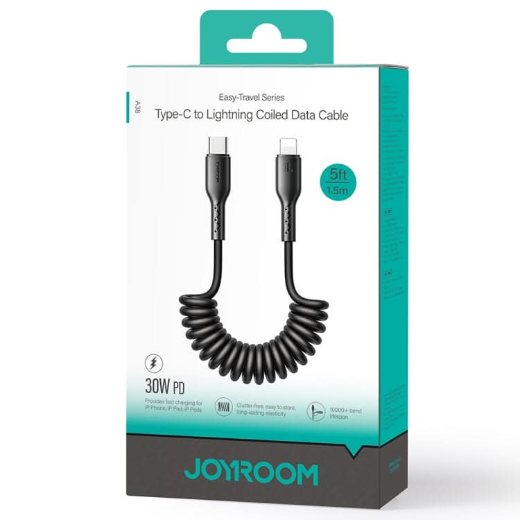 JOYROOM SA38-CL3 30W USB-C / Type-C to 8 Pin Coiled Fast Charging Data Cable