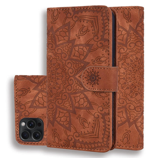 Mandala Embossed Dual-Fold Calf Leather Phone Case, Series 1