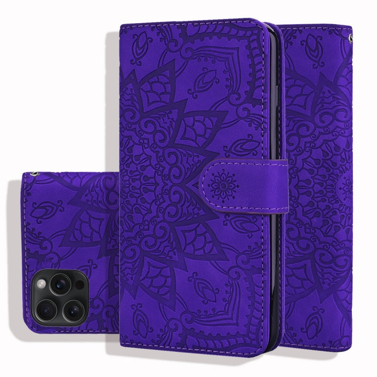 Mandala Embossed Dual-Fold Calf Leather Phone Case, Series 1