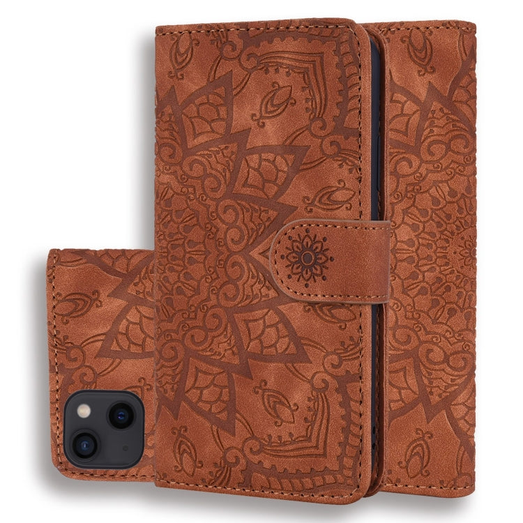 Mandala Embossed Dual-Fold Calf Leather Phone Case, Series 1