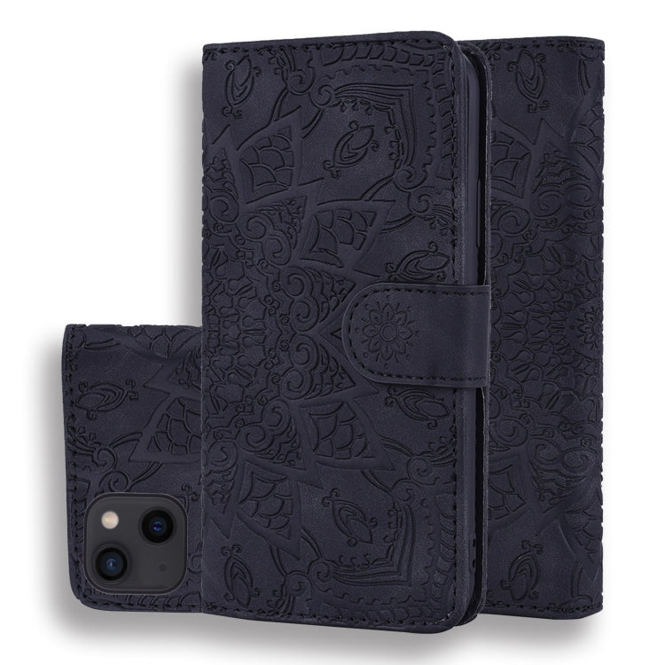 Mandala Embossed Dual-Fold Calf Leather Phone Case, Series 1