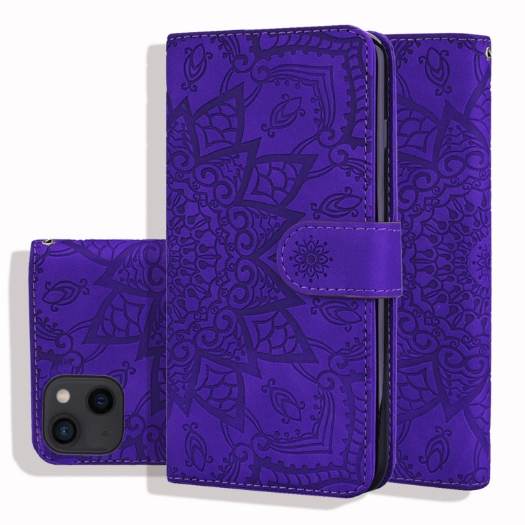 Mandala Embossed Dual-Fold Calf Leather Phone Case, Series 1