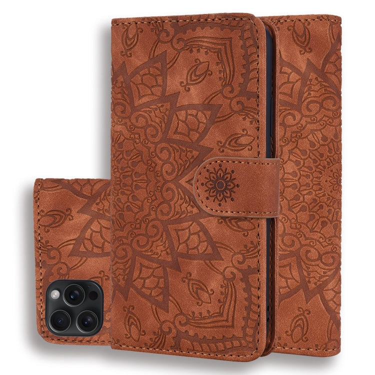 Mandala Embossed Dual-Fold Calf Leather Phone Case, Series 2