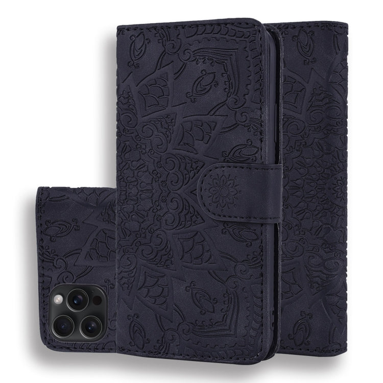 Mandala Embossed Dual-Fold Calf Leather Phone Case, Series 2