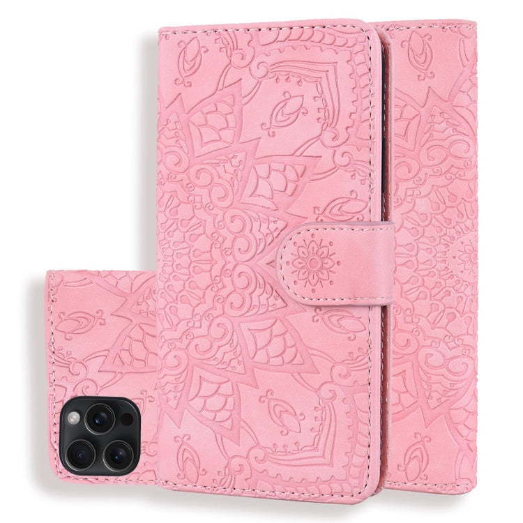 Mandala Embossed Dual-Fold Calf Leather Phone Case, Series 2