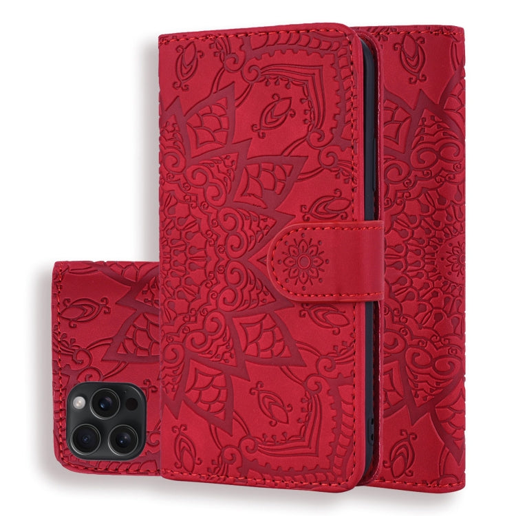 Mandala Embossed Dual-Fold Calf Leather Phone Case, Series 2