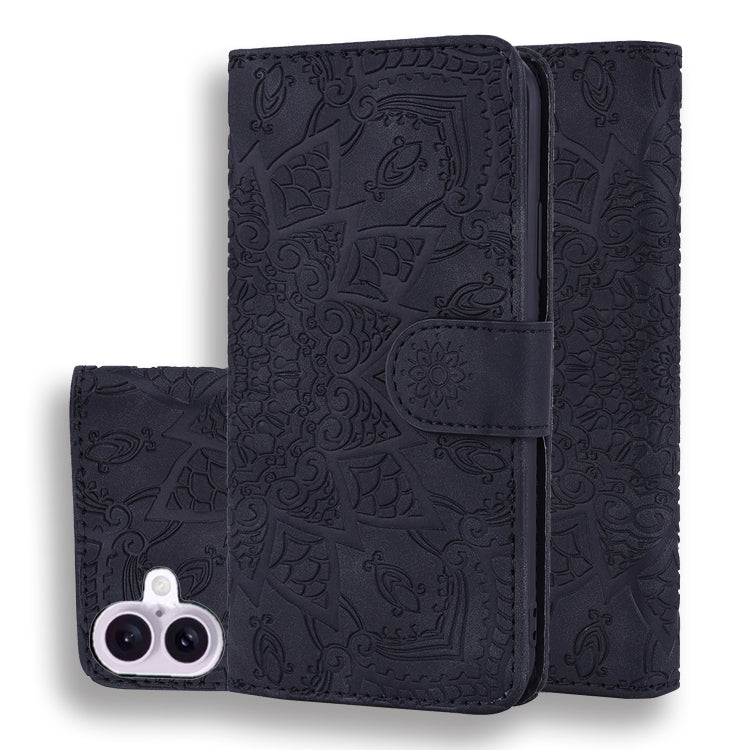 Mandala Embossed Dual-Fold Calf Leather Phone Case, Series 1