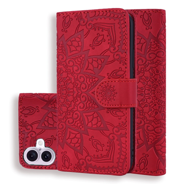 Mandala Embossed Dual-Fold Calf Leather Phone Case, Series 1