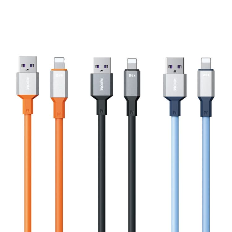 WK WDC-17 2.4A USB to 8 Pin Silicone Data Cable, Length: 1.2m