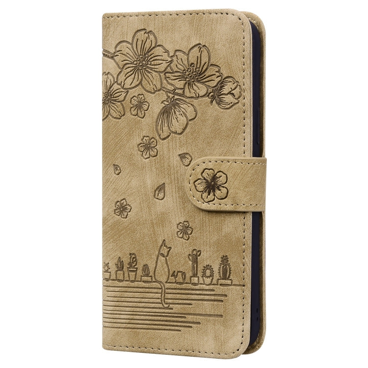 Cartoon Sakura Cat Embossed Leather Phone Case, Series 2