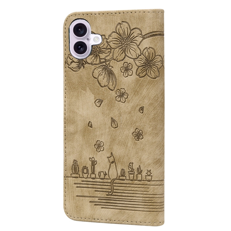 Cartoon Sakura Cat Embossed Leather Phone Case, Series 1