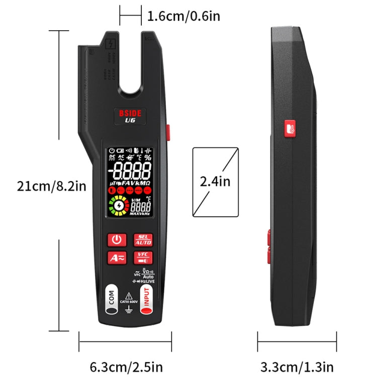 BSIDE U6 AC/DC Clamp-on Infrared Temperature Measurement Multimeter Reluova