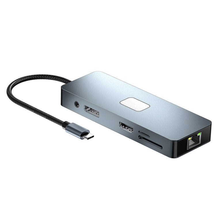 BYL-2309 Type-C to HDMI 4K 60Hz + DP HD + VGA + RJ47 + USB3.2 + Audio 3.5mm + PD100W + SD + TF Docking Station HUB