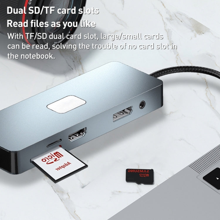 BYL-2309 Type-C to HDMI 4K 60Hz + DP HD + VGA + RJ47 + USB3.2 + Audio 3.5mm + PD100W + SD + TF Docking Station HUB My Store