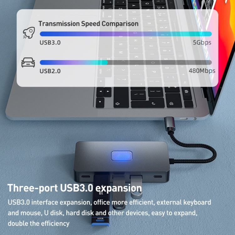 BYL-2312 Type-C to HDMI 4K 30Hz + USB3.0 + PD100W Docking Station HUB