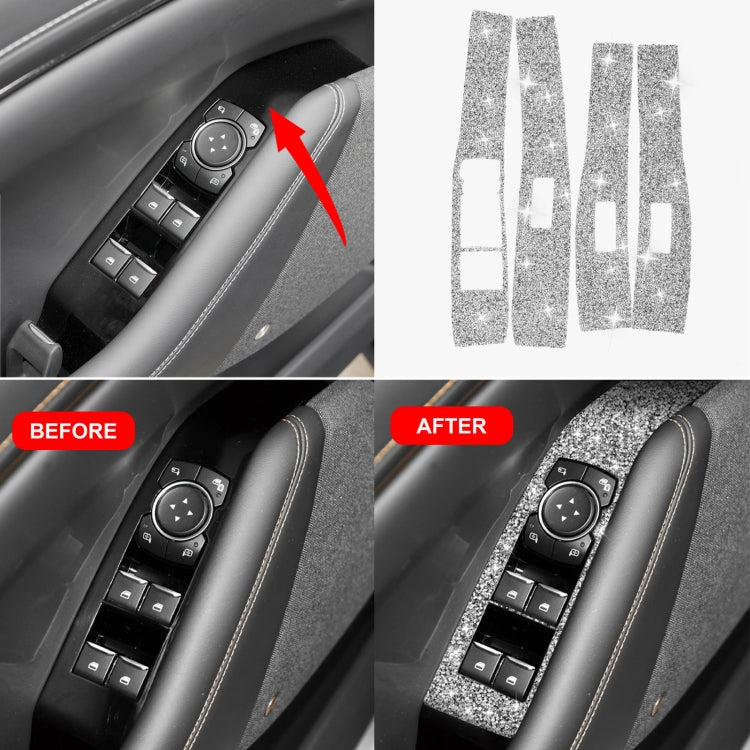 For Ford Mustang Mach E 2021 4 in 1 Car Window Lift Panel Diamond Decorative Sticker, Left Drive ÎҵÄÉ̵ê