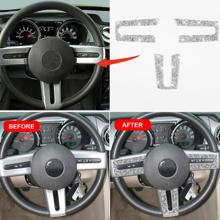 For Ford Mustang 2005-2009 3 in 1 Car Steering Wheel Diamond Decorative Sticker, Left Drive ÎҵÄÉ̵ê