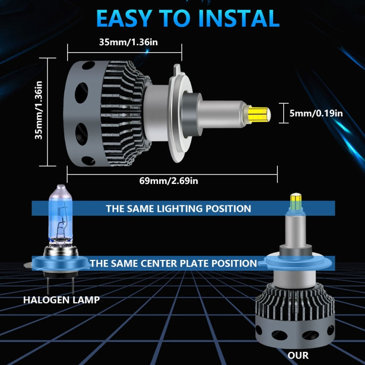 V1 1 Pair H4 55W 6000K 11000LM Car 6 Sides LED Headlight ÎҵÄÉ̵ê