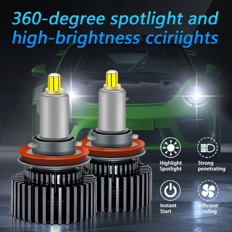 V2 1 Pair H11 35W 6000K 4000LM Car 6 Sides LED Headlight