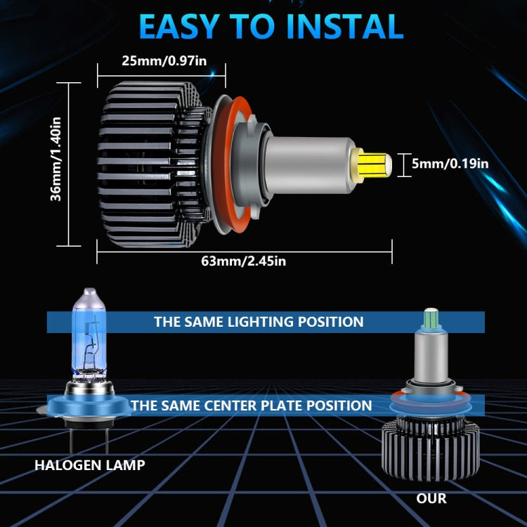 V2 1 Pair H11 35W 6000K 4000LM Car 6 Sides LED Headlight ÎҵÄÉ̵ê