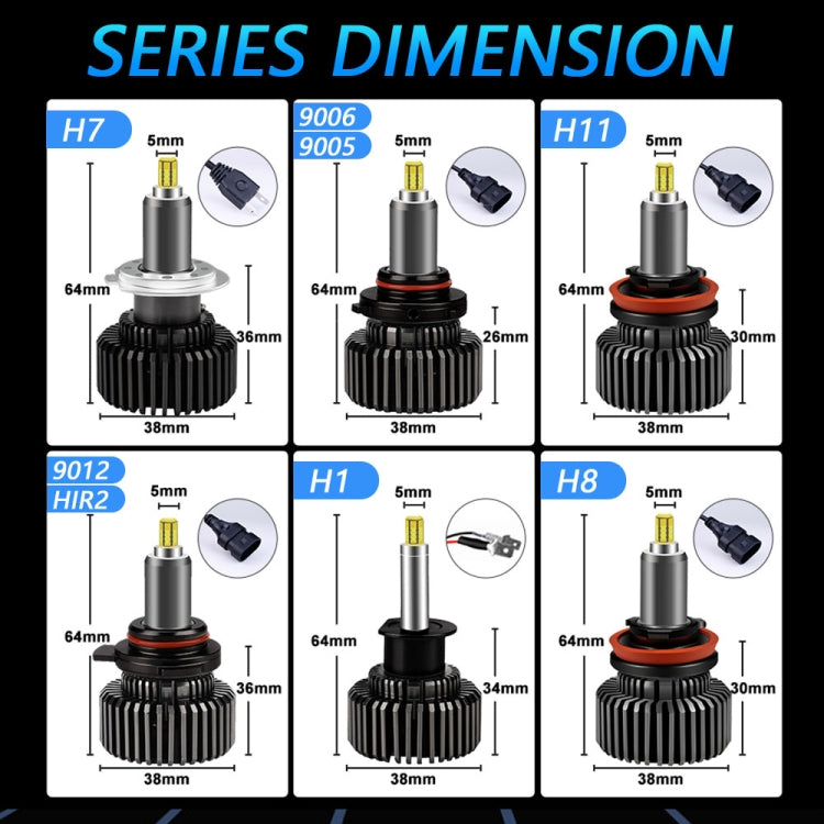 V2 1 Pair H11 35W 6000K 4000LM Car 6 Sides LED Headlight