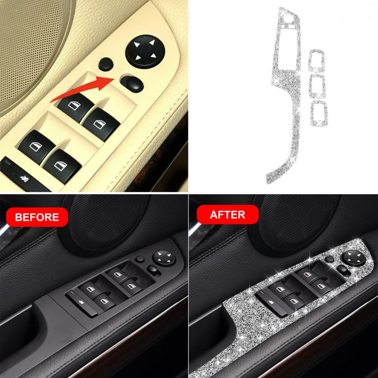 For BMW 3 Series E90 / 320i / 325i 2005-2012 Car Window Lift Panel with Folding Key 35.8cm Diamond Decorative Sticker, Left Drive ÎҵÄÉ̵ê