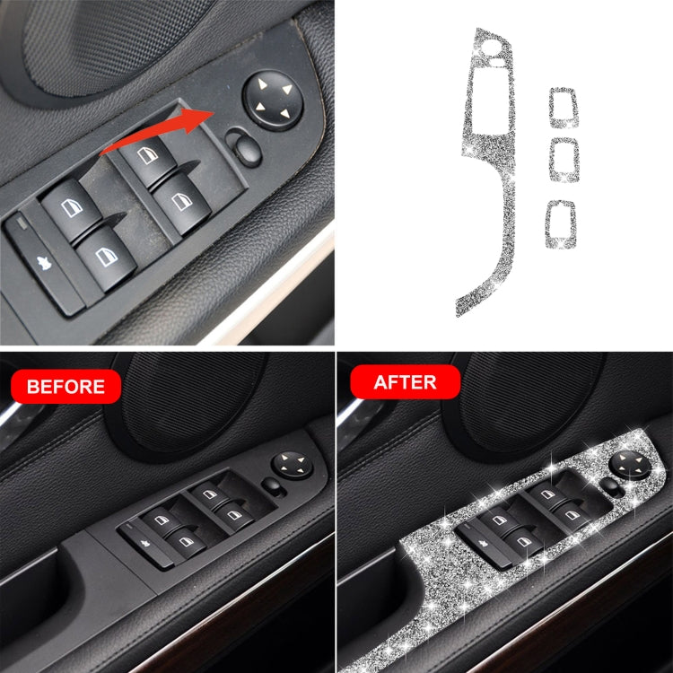 For BMW 3 Series E90 / 320i / 325i 2005-2012 Car Window Lift Panel 35.8cm Diamond Decorative Sticker, Left Drive ÎҵÄÉ̵ê