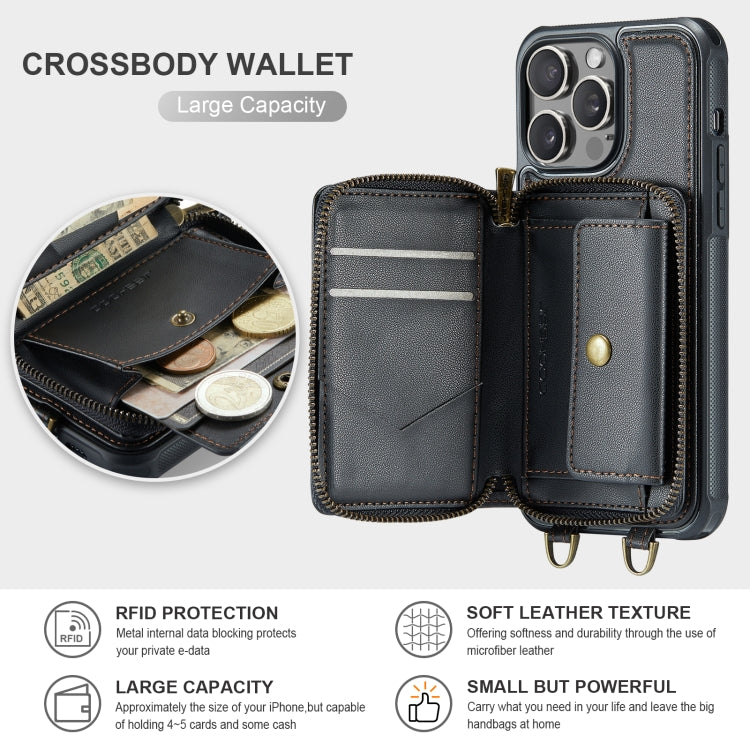 JEEHOOD C22 Series Zipper Wallet Leather Phone Case with Dual Lanyard, Series 1