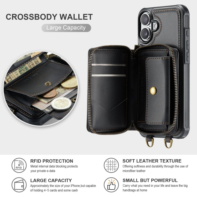 JEEHOOD C22 Series Zipper Wallet Leather Phone Case with Dual Lanyard, Series 2