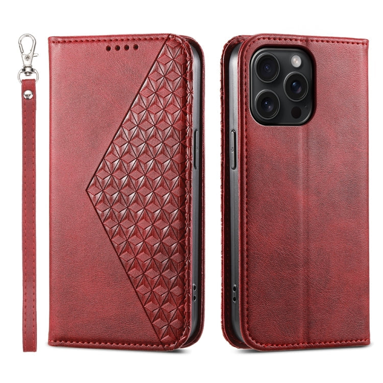 Cubic Grid Calf Texture Magnetic Leather Phone Case, Series 2