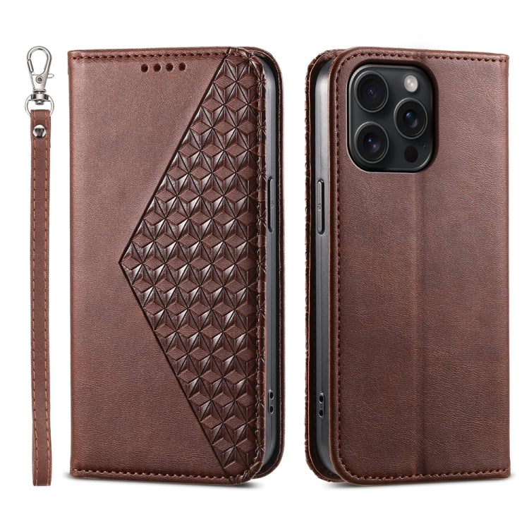 Cubic Grid Calf Texture Magnetic Leather Phone Case, Series 2