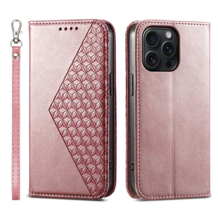 Cubic Grid Calf Texture Magnetic Leather Phone Case, Series 2