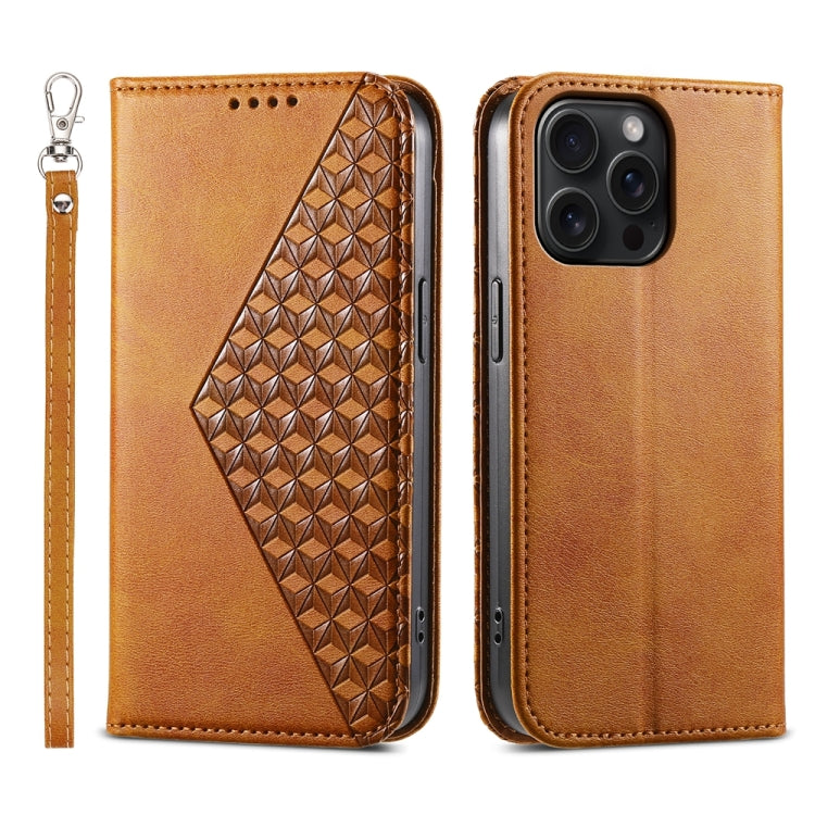 Cubic Grid Calf Texture Magnetic Leather Phone Case, Series 2