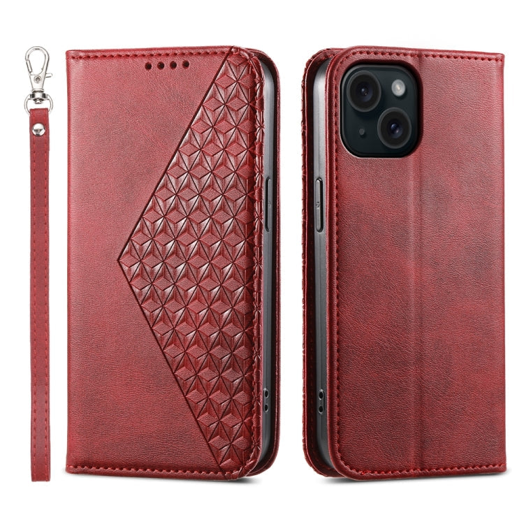 Cubic Grid Calf Texture Magnetic Leather Phone Case, Series 2