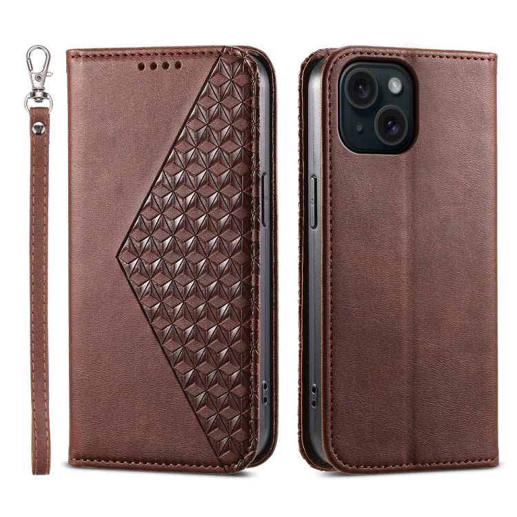 Cubic Grid Calf Texture Magnetic Leather Phone Case, Series 2