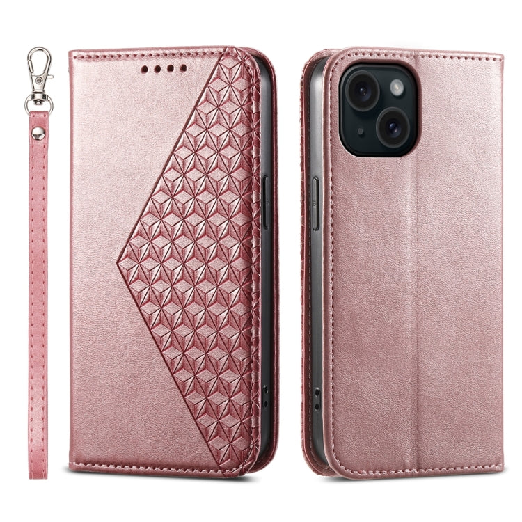 Cubic Grid Calf Texture Magnetic Leather Phone Case, Series 2