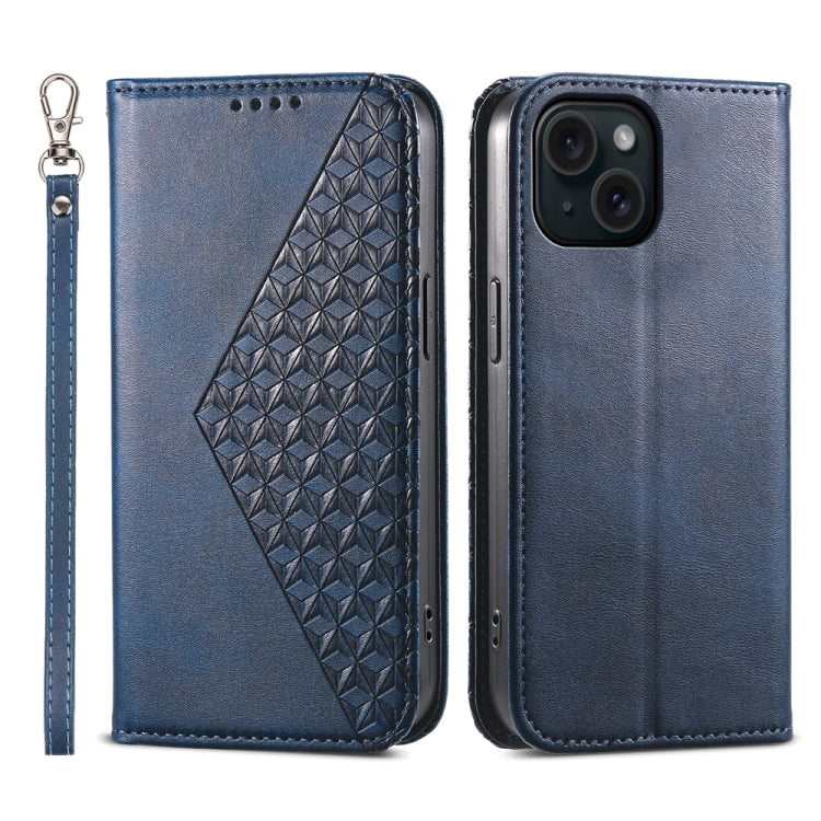 Cubic Grid Calf Texture Magnetic Leather Phone Case, Series 2